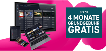 TV, Tablet und Laptop mit einem Aktionsstörer - 4 Monate Grundgebühr gratis