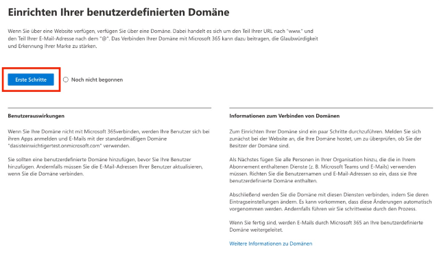 Screenshot FAQ Eigene Domain