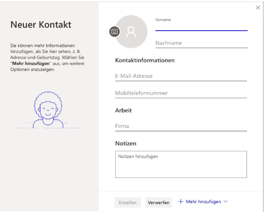 Beispiel Neuer Kontakt
