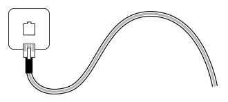 Schwarz weiße Grafik eines Netzwerkkabels in Buchse, DSL