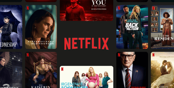 Netflix Startscreen mit mehreren Filmpostern