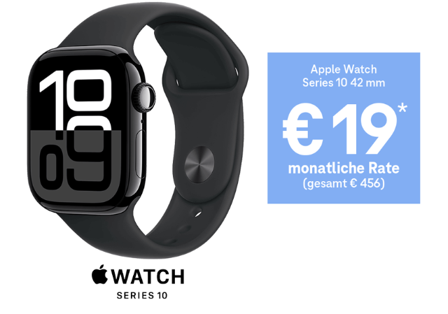 Apple Watch Series 10 Apple Watch Series 10 42 mm um € 19 monatliche Rate (Gesamt € 456)