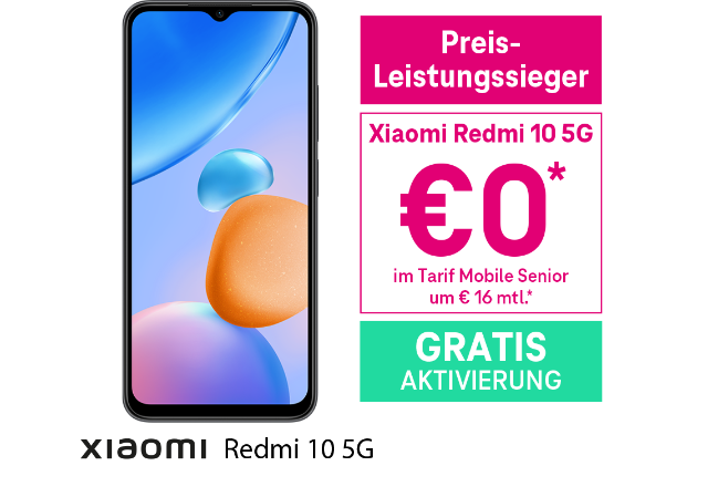 Xiaomi Redmi Note 10 5G für 0 Euro Xiami Redmi 10 5G im Tarif Mobile Senior für 0 Euro