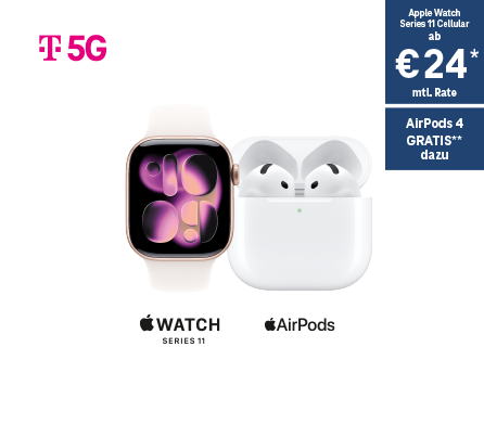 Apple Watch Series 11 Cellular ab € 24 monatliche Rate, AirPods 4 Gratis dazu