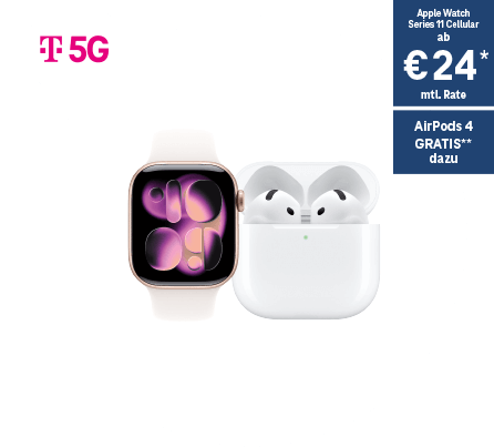 Apple Watch Series 11 Cellular ab € 24 monatliche Rate, AirPods 4 Gratis dazu