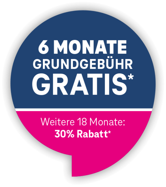 6 Monate Grundgebühr Gratis. Weitere 18 Monate 30% Rabatt.