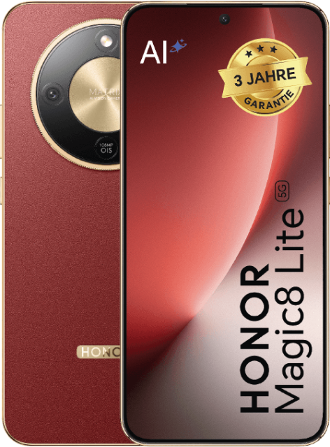 Produktabbildung HONOR Magic8 Lite in braun - Vorder- und Rückansicht