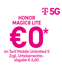 HONOR Magic8 LITE €0 im Tarif Mobile Unlimited S zzgl. Urheberrechtsabgabe € 6,60