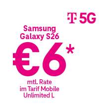 Samsung Galaxy S26 €6 monatliche Rate im Tarif Mobile Unlimited L