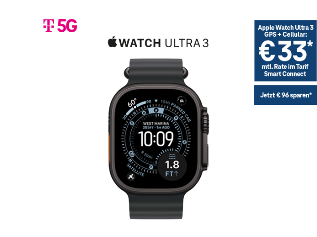 Apple Watch Ultra 3 GPS + Cellular: € 33 monatliche Rate im Tarif Smart Connect. Jetzt € 96 sparen