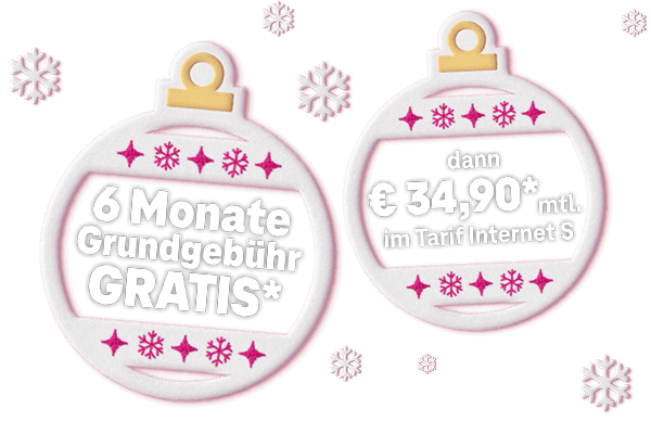 6 Monate Grundgebühr Gratis, dann € 34,90 monatlich im Tarif Internet S