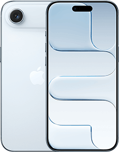 Produktabbildung iPhone Air in Himmelblau - Vorder- und Rückansicht