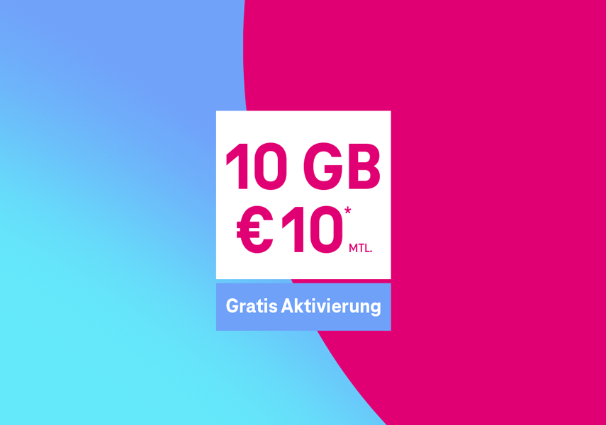10 GB € 10 mtl. im SIM Only Tarif ohne Bindung