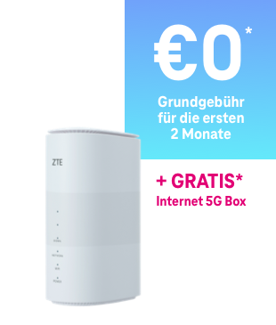 €0 Grundgebühr für die ersten 2 Monate plus gratis Internet 5G Box
