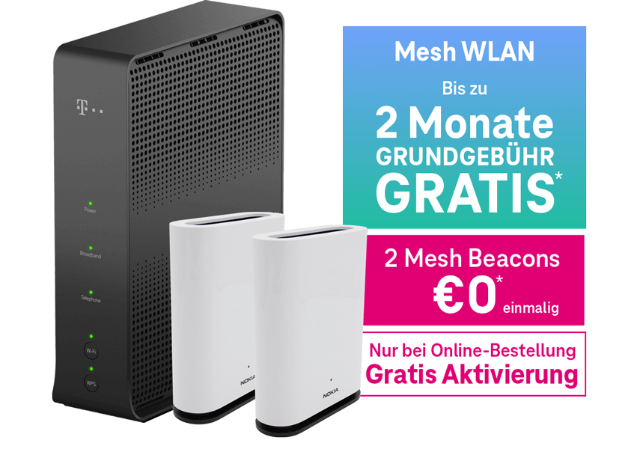 Mesh WLAN - Bis zu 2 Monate Grundgebühr gratis Mesh WLAN - Bis zu 2 Monate Grundgebühr gratis
