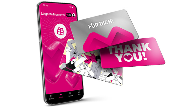 Ein Magenta Moments Screen in der Mein Magent App mit mehrere Gutscheinkarten