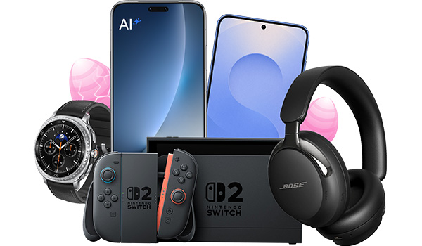 Mehrere Samsung-Handies, Smart-Watches, Kopfhörer und eine Nintendo Switch 2