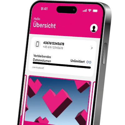 Ein Handy zeigt die Mein Magenta App