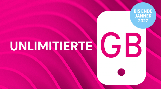 Magenta Moments Werbegrafik mit dem Hinweis auf unlimitierte GB bis Ende Jänner 2027.