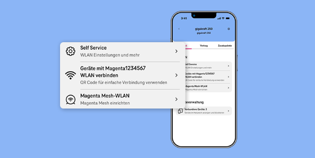 Ansicht der Mein Magenta App - Die Selfservice Seite zum Einrichten des Netzwerks