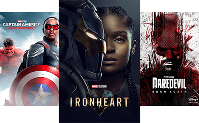 Marvel Filmposter: Captain America - Brave new world, Ironheart, Daredevil - Born again