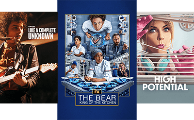 Star Filmposter: Like a complete unknown, The bear - King of the kitchn, High potential