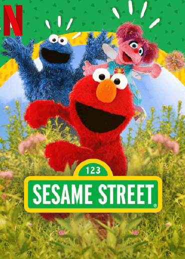 Filmposter des Filmes Sesame Street mit Netflix Logo:  Drei Plüschfiguren