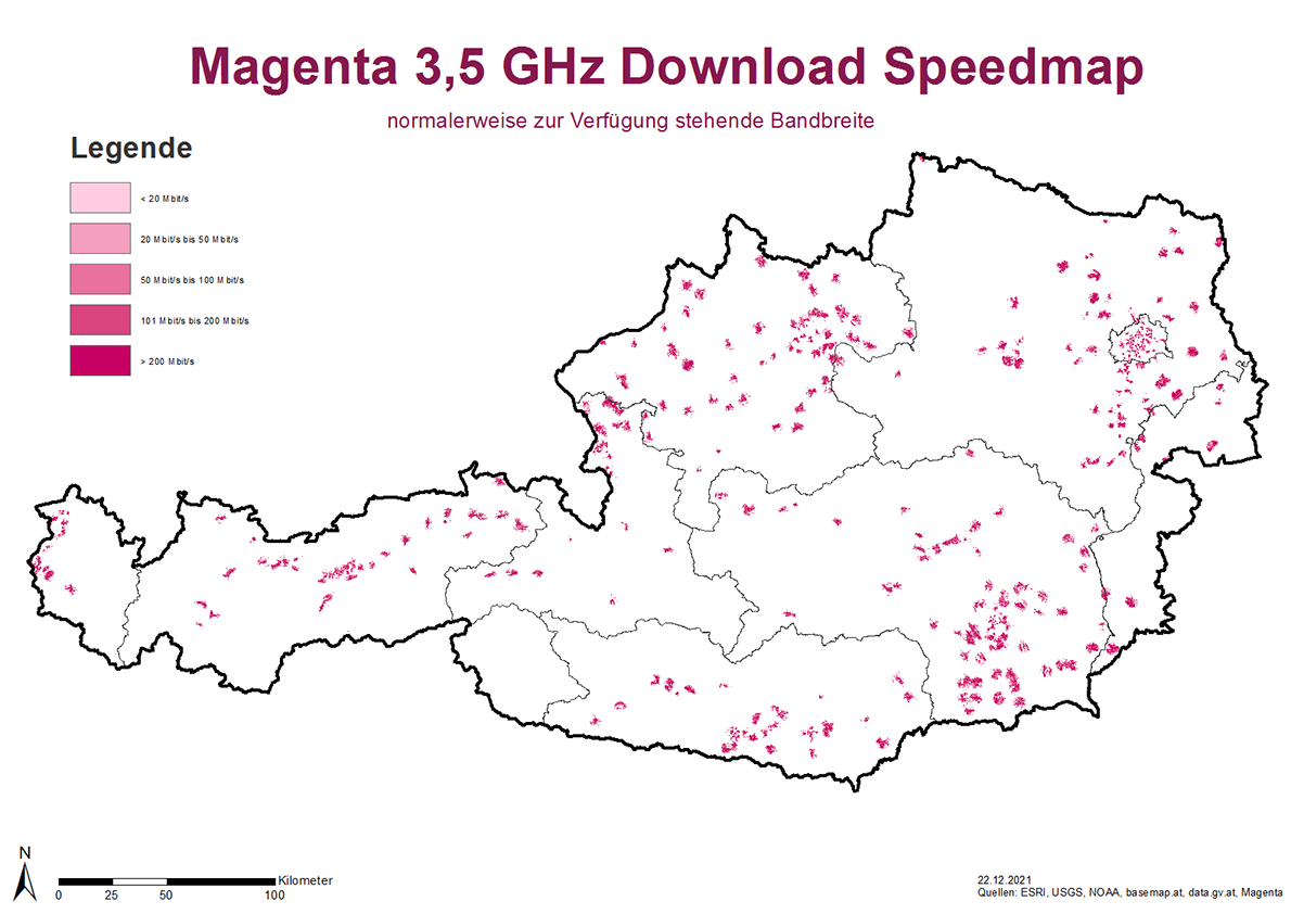 Speedmap 3,5 GHZ Download durchschnittliche Bandbreite