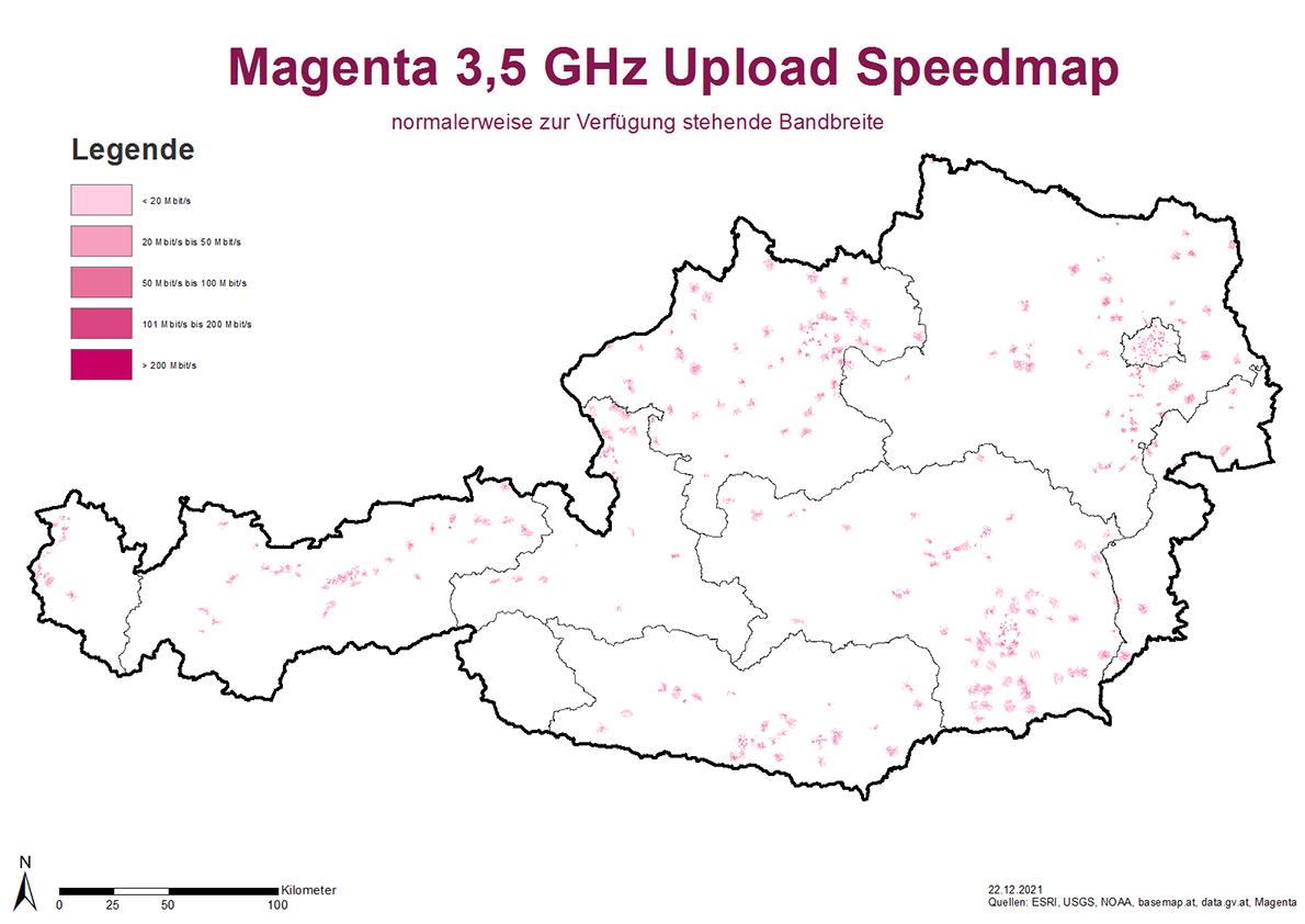 Speedmap 3,5 GHZ Upload durchschnittliche Bandbreite
