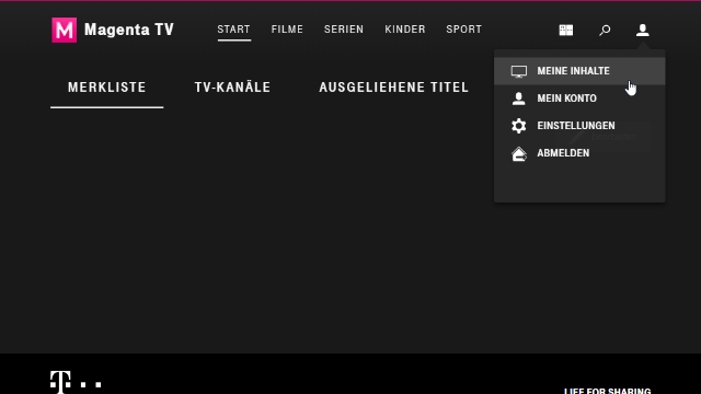 Magenta TV Web - Meine Inhalte