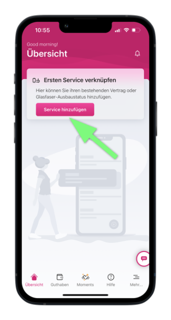 Bestehenden Vertrag über Service hinzufügen verknüpfen