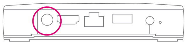 TV Box - Antennenanschluss Rückseite einer Magenta TV Box mit markiertem Antennenanschluss zur Verbindung mit der Antennendose für zusätzlichen TV-Empfang