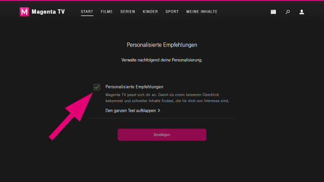 TV Web - Empfehlungen Screen 1