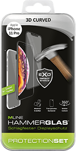 Protection Set 3D Curved - maximal kratzfest - für Apple iPhone 11 Pro - MLINE