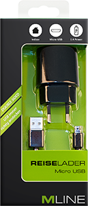 Reiselader Single USB 1A & Double-sided Datenkabel für micro USB - MLINE