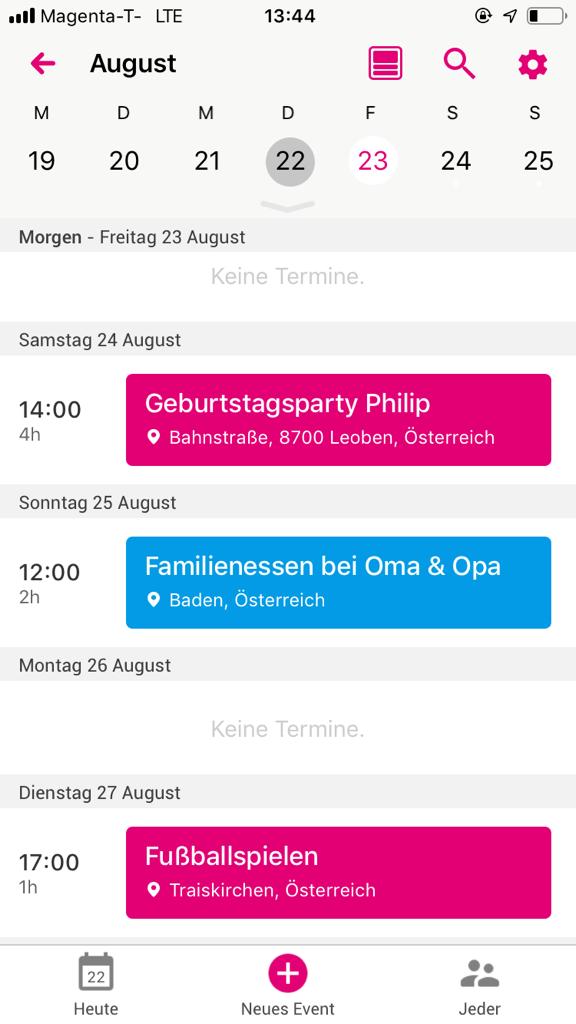 Smart Family App Kalender Smart Family App Kalender