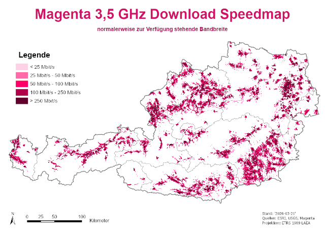 Magenta 3,5 GHz Download Speedmap