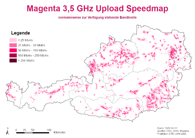 Speedmap 3,5 GHZ Upload durchschnittliche Bandbreite