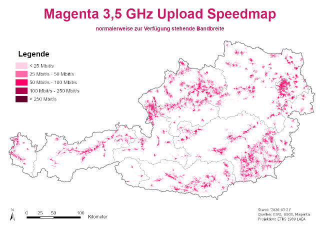 Magenta 3,5 GHz Upload Speedmap