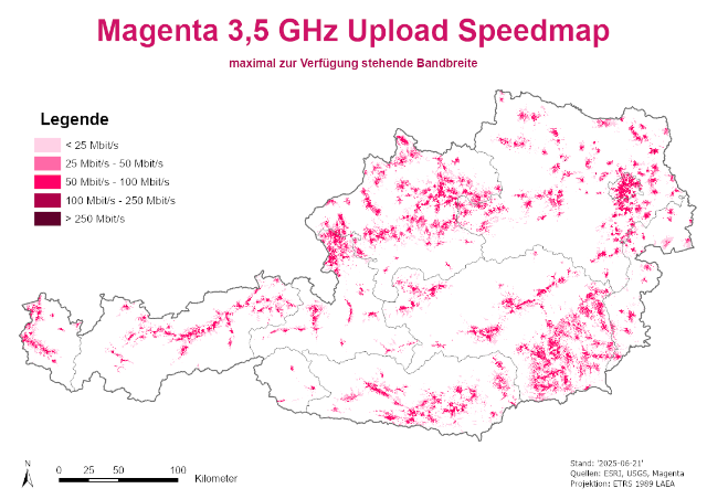Speedmap 3,5 GHZ Upload maximale Bandbreite
