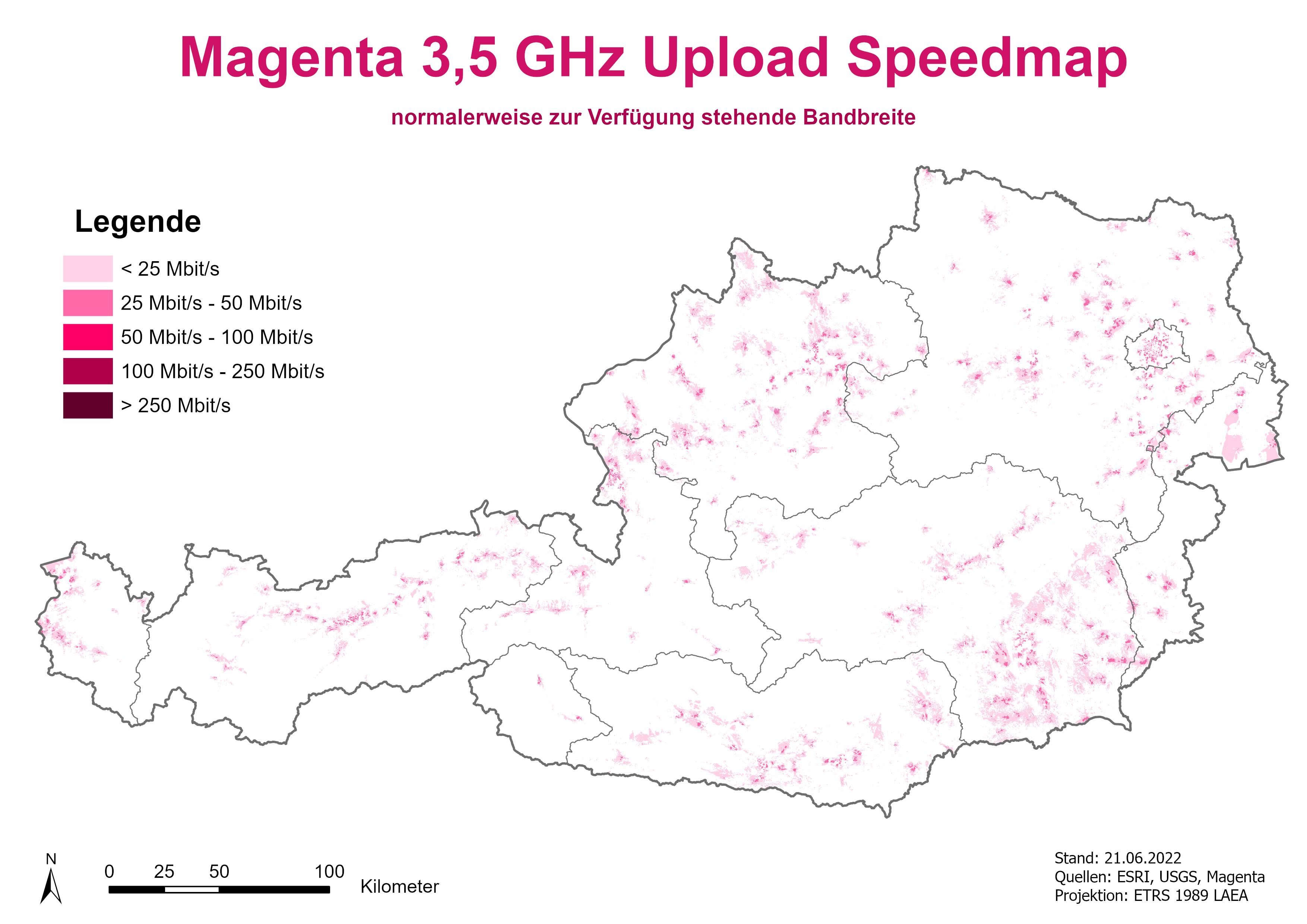 Speedmap 3,5 GHZ Upload durchschnittliche Bandbreite