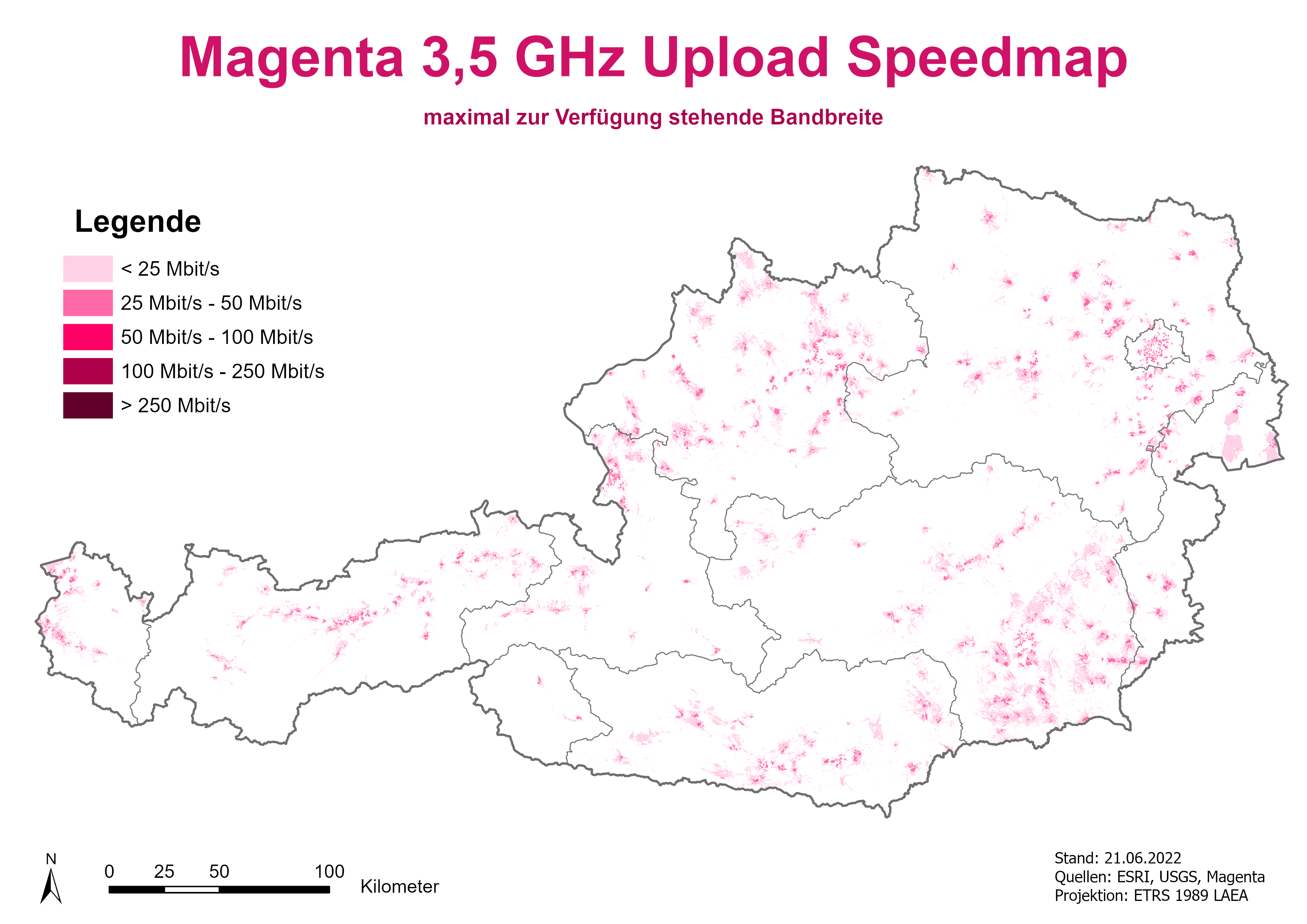 Speedmap 3,5 GHZ Upload maximale Bandbreite