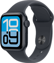 Apple Watch SE 3 Produktabbildung in Midnight mit Sport Band