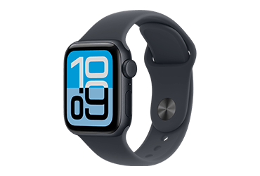 Apple Watch SE 3 Produktabbildung in Midnight mit Sport Band