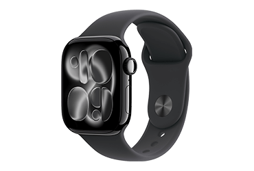 Apple Watch Series 11 Produktabbildung in Jet Black mit Black Sport Band