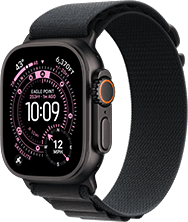 Apple Watch Ultra 3 Produktabbildung in Black Titanium mit Alpine Loop Band