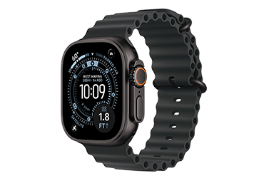 Apple Watch Ultra 3 Produktabbildung in Schwarz mit Ocean Band
