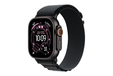 Apple Watch Ultra 3 Produktabbildung in Black Titanium mit Alpine Loop Band