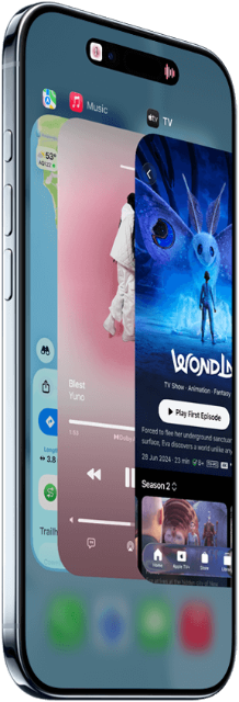 Am Bildschirm des iPhone Airs zeigen am Bildschirm mehrere Tabs parallel laufende Prozesse und Anwendungen. Am Bildschirm des iPhone Airs zeigen am Bildschirm mehrere Tabs parallel laufende Prozesse und Anwendungen.