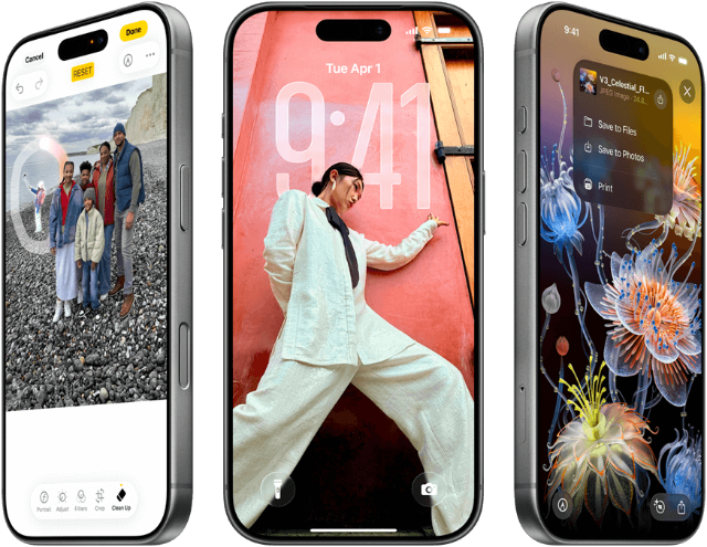Drei iPhone 17 Pro nebeneinander Drei iPhone 17 Pro nebeneinander